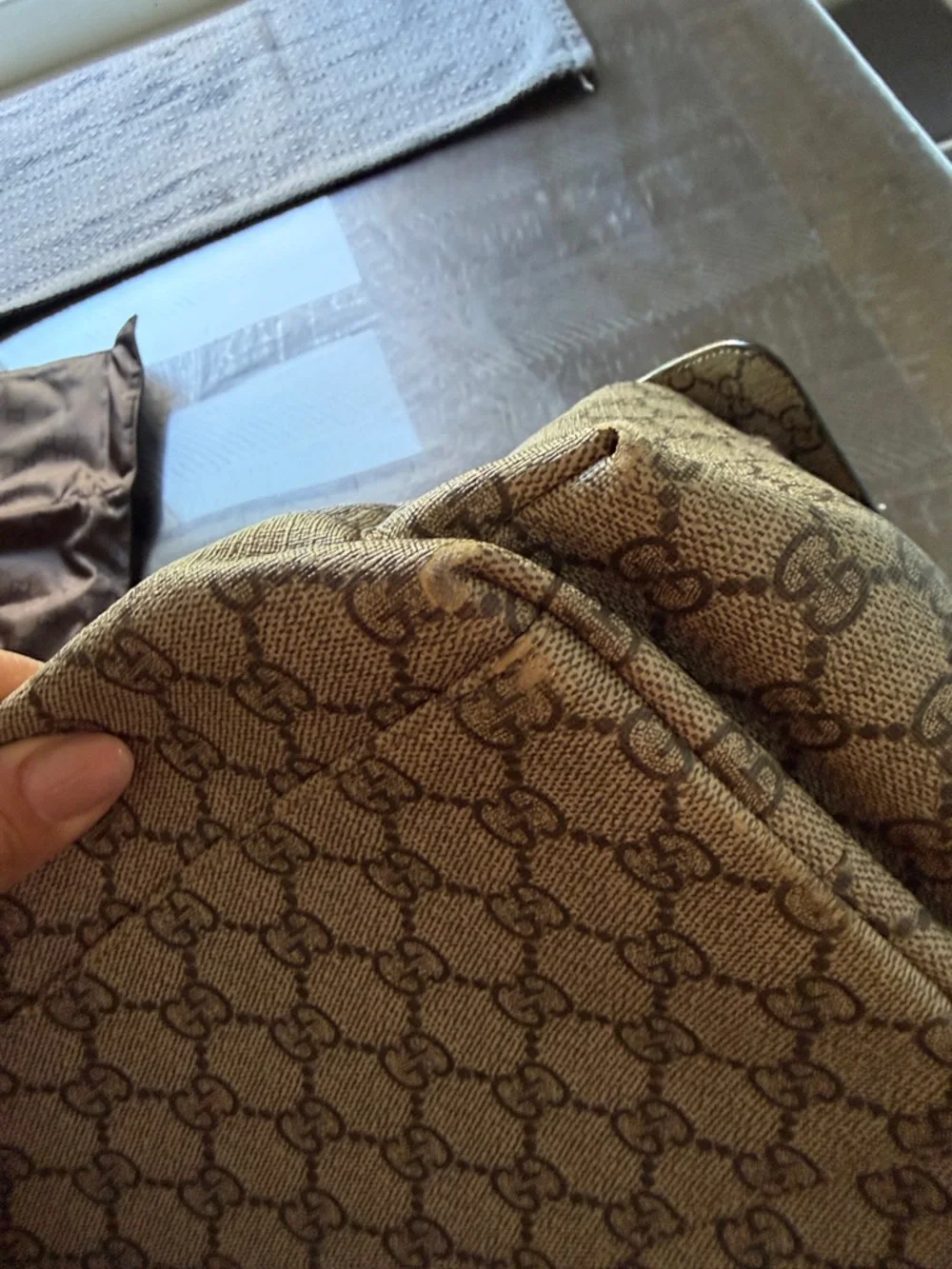 Gucci Brown Monogram Canvas Messenger Bag